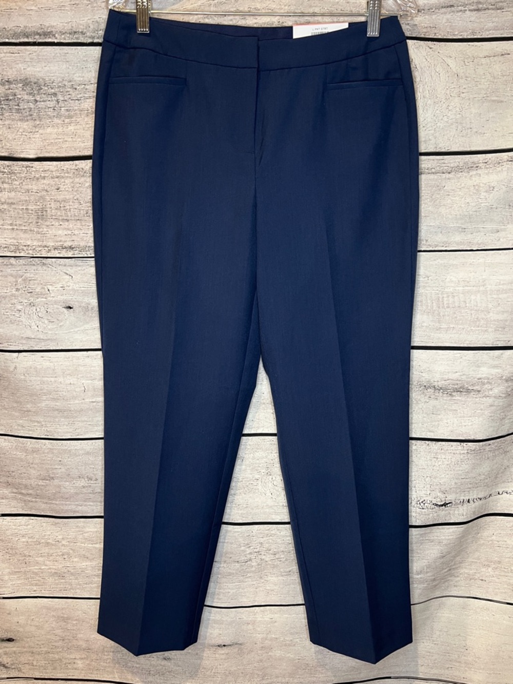 INC Navy Straight Leg Dress Pants Short Length Mid Rise Comfort Waistband 10PS